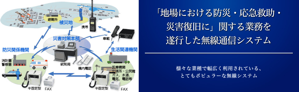 「地場における防災・応急救助・災害復旧に」関する業務を遂行した無線通信システム